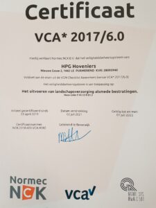 VCA* certificaat
